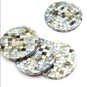 4 LIKHA Coasters Mother of Pearl Mosaic Coasters
